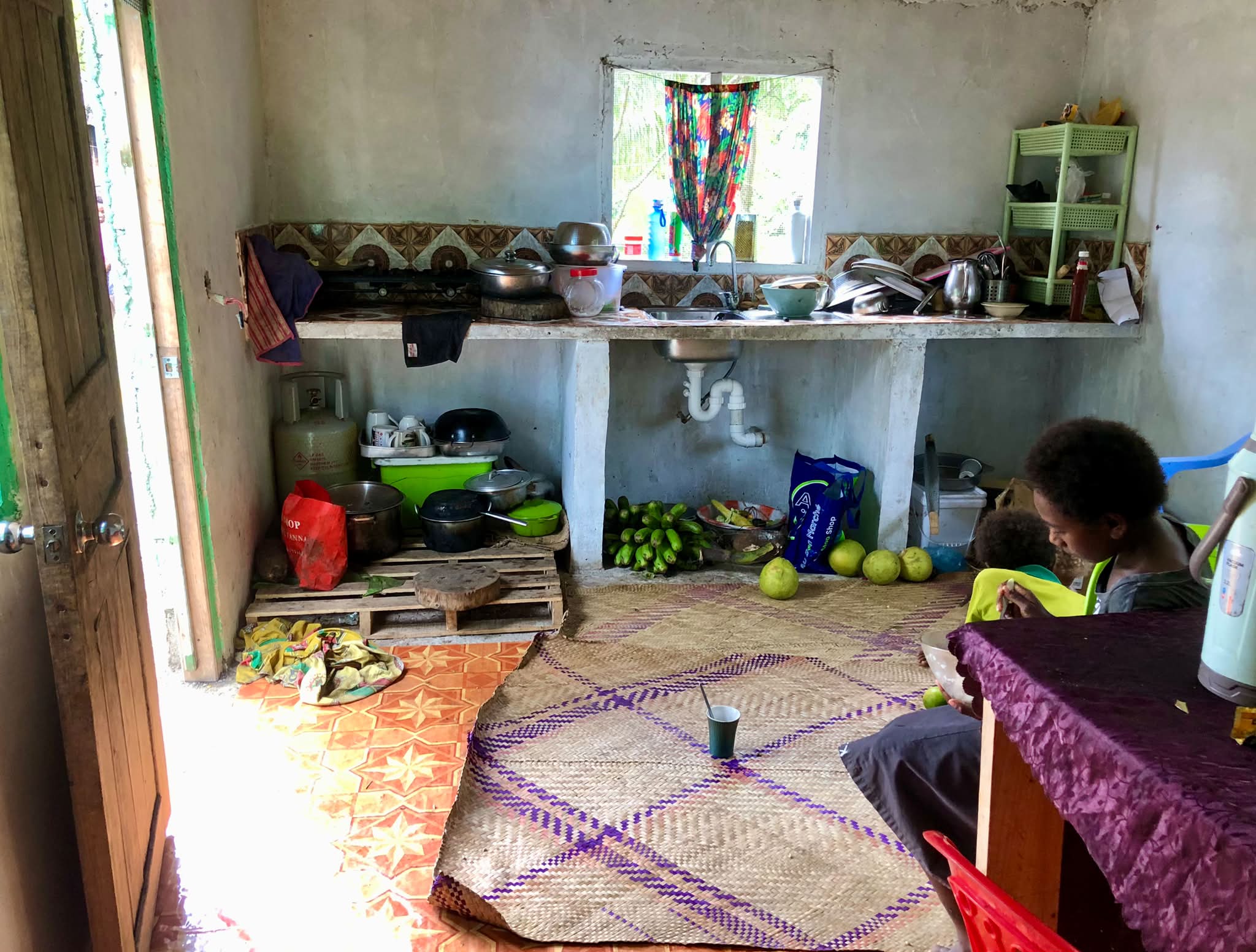 The working kitchen at the homestay